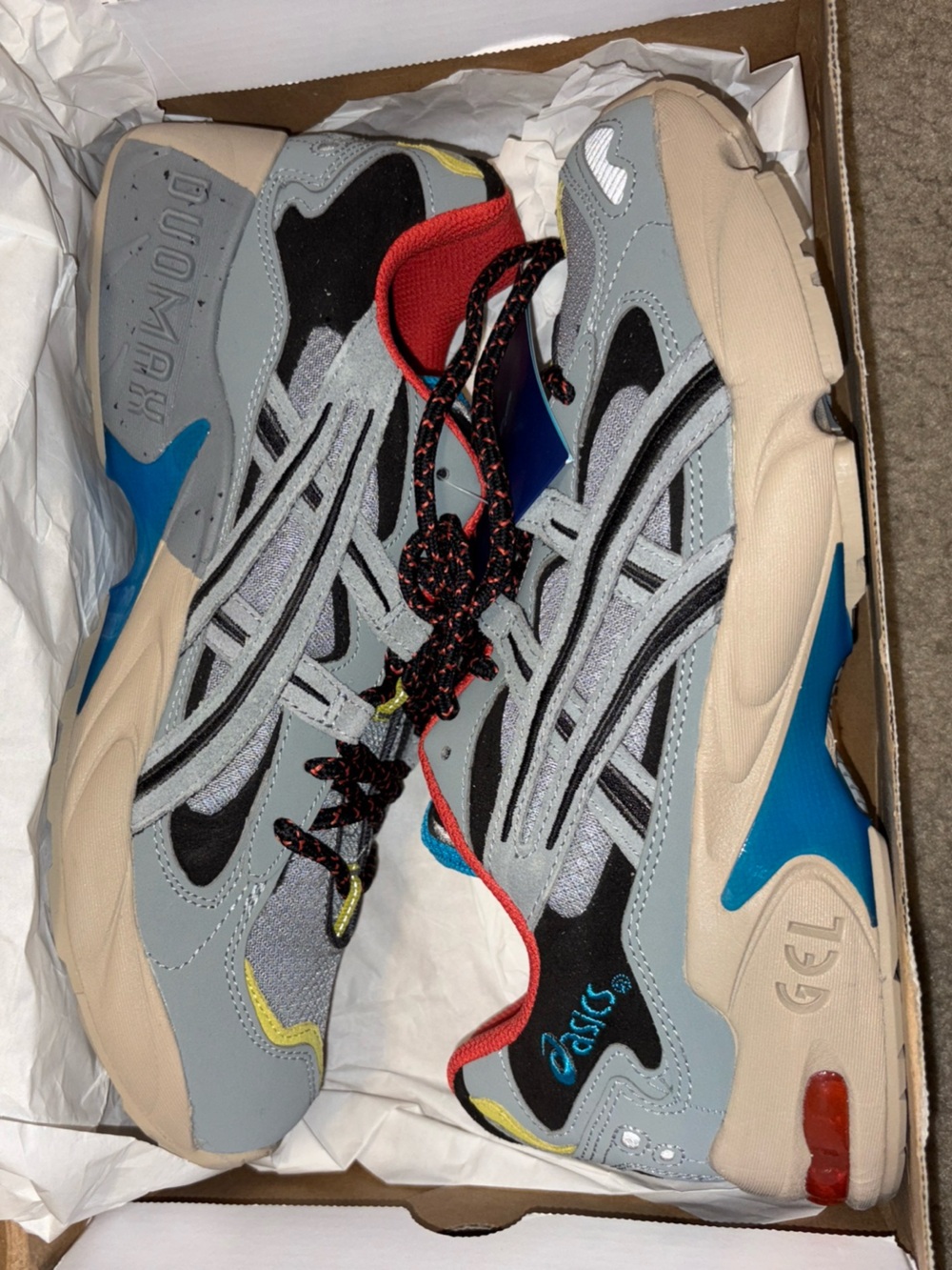 ASICS Kids Gray, Blue and Red GEL-Enhanced Sneakers